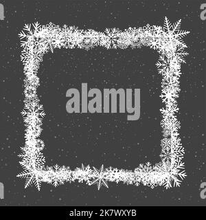 Winter Christmas snowflakes frame template Stock Vector