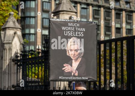 London, UK. 19th Oct, 2022. Protest banners in Westminster Credit: Ian Davidson/Alamy Live News Stock Photo