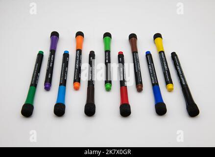 Set of whiteboard pens isolated on a white background. Stock Photo