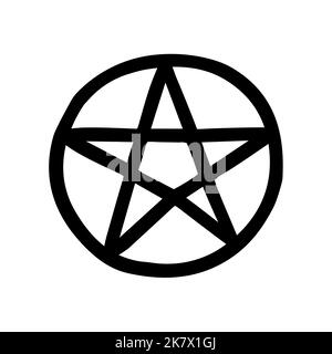 Vector hand drawn doodle sketch pentagram isolated on white background Stock Vector