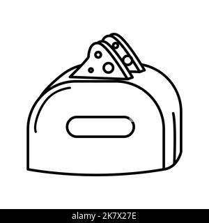 Toaster with bread in hand drawn doodle style. Breakfast time. Vector illustration. Stock Vector