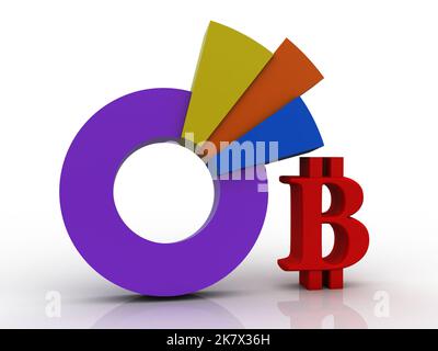 3d rendering bitcoin sign with graph Stock Photo