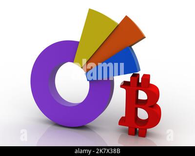 3d rendering bitcoin sign with graph Stock Photo