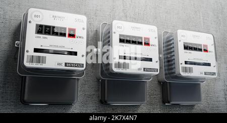 Electricity meters and concrete wall - 3D illustration Stock Photo - Alamy