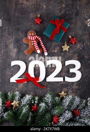 2023 New Year and Christmas composition Stock Photo