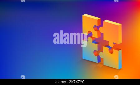 Business background with solution and strategy concept. Blue and orange puzzle illustration for website or poster. Vector illustration Stock Vector
