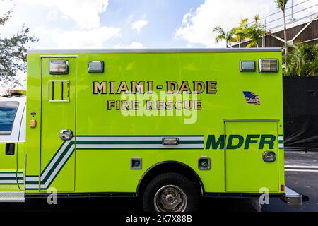 Miami Gardens, FL - October 7, 2022: Miami-Dade Fire Rescue vehicle Stock Photo