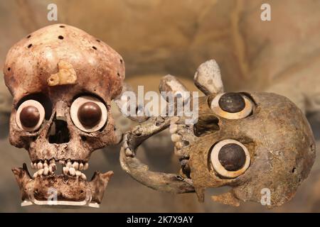 Human Sacrifices - Skulls of Sacrificial Victims offered to Aztec gods Stock Photo