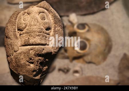 Mictlanteculhtli (lord of Mictlan), according to Aztec mythology, was the god of the dead and King of Mictlan, the deepest part of the underworld 02. Stock Photo