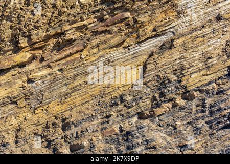 background, texture of layered brown rock Stock Photo