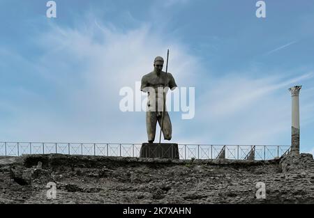 The famous bronze statue of Daedalus located in the ancient city of Pompeii Stock Photo