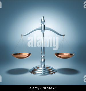 scales of justice with gold plates. 3d render Stock Photo