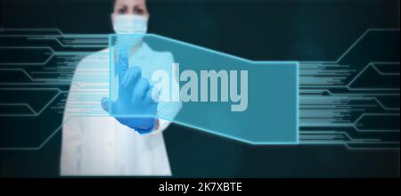 Man Standing Holding Tablet And Pressing On Virtual Button. Business Man Carrying Pad Tapping Switch Showing New Futuristic Technologies. Stock Photo