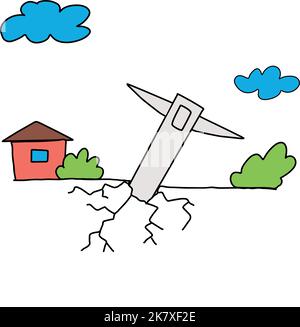 the rocket hit the ground not far from home, war Stock Vector