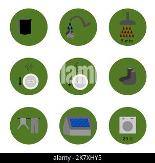 Vector:  icons of gas saving, energy saving Stock Vector