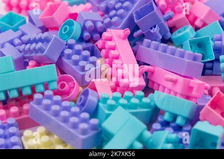 Close-Up of pastel colored toy blocks Stock Photo