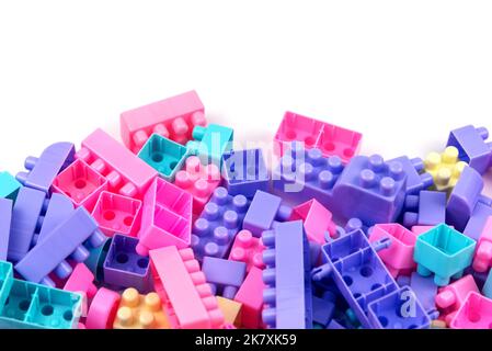 Pastel colored toy blocks with copy space Stock Photo