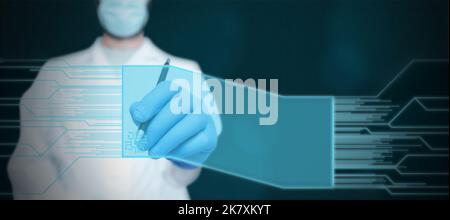 Man Standing Holding Tablet And Pressing On Virtual Button. Business Man Carrying Pad Tapping Switch Showing New Futuristic Technologies. Stock Photo
