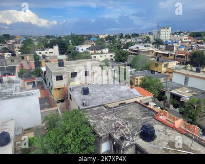 aerial of poor mans houses in santo domingo the capitol of the dominican republic Stock Photo