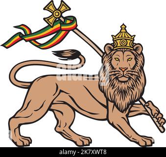 The Lion of Judah (Rastafarian Reggae Symbol). Vector illustration. Stock Vector