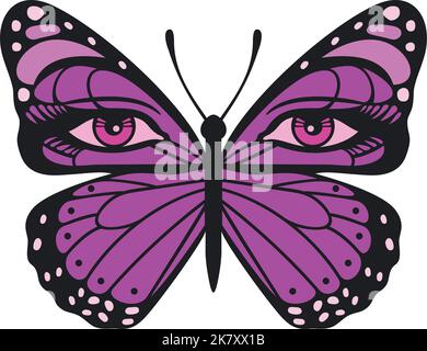 Butterfly with Eyes Color Vector Illustration Stock Vector