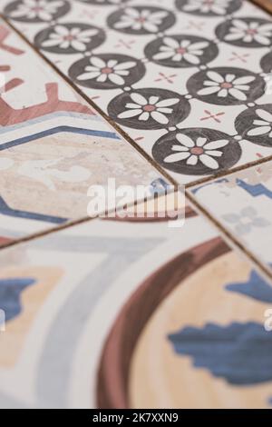 Colourful tiled bricks close up still Stock Photo