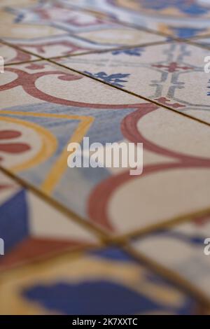 Colourful tiled bricks close up still Stock Photo