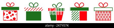 Gift box icons. Giftbox with ribbon cartoon set. Vector illustration Stock Vector