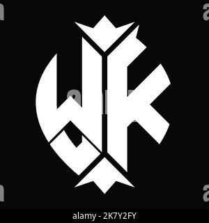 WK Logo monogram elegant leaf shape isolated outline design template ...