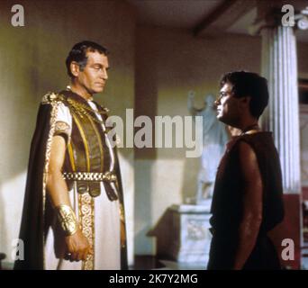 TONY CURTIS as Antoninus and LAURENCE OLIVIER as Crassus in SPARTACUS ...