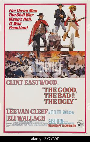 Clint Eastwood, Lee Van Cleef & Eli Wallach Film: The Good, The Bad And The Ugly; Il Buono, Il Brutto, Il Cattivo (IL BUONO) Characters: Blondie, Sentenza, Tuco  Il Brutto, Il Cattivo, It/E/De/Usa 1966, Director: Sergio Leone 23 December 1966   **WARNING** This Photograph is for editorial use only and is the copyright of UNITED ARTISTS and/or the Photographer assigned by the Film or Production Company and can only be reproduced by publications in conjunction with the promotion of the above Film. A Mandatory Credit To UNITED ARTISTS is required. The Photographer should also be credited when kno