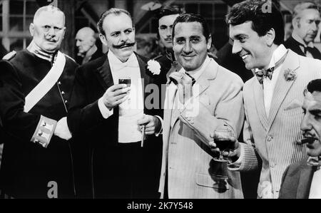 Gert Frobe, Terry-Thomas, Alberto Sordi, Jean-Pierre Cassel & Davy Kaye Film: Those Magnificent Men In Their Flying Machines, Or How I Flew From London To Paris In 25 Hours 11 Mi (UK 1965) Characters: ,Sir Percy Ware-Armitage,Count Emilio Ponticelli,Pierre Dubois & Jean  Director: Ken Annakin 03 June 1965   **WARNING** This Photograph is for editorial use only and is the copyright of 20TH CENTURY FOX and/or the Photographer assigned by the Film or Production Company and can only be reproduced by publications in conjunction with the promotion of the above Film. A Mandatory Credit To 20TH CENTUR Stock Photo