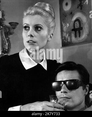 Catherine Deneuve & Jean Sorel Film: Belle De Jour (Belle de jour) Characters: Severine Serizy & Pierre Serizy  Fr/It 1967, Director: Luis Bunuel 24 May 1967   **WARNING** This Photograph is for editorial use only and is the copyright of FIVE FILM and/or the Photographer assigned by the Film or Production Company and can only be reproduced by publications in conjunction with the promotion of the above Film. A Mandatory Credit To FIVE FILM is required. The Photographer should also be credited when known. No commercial use can be granted without written authority from the Film Company. Stock Photo