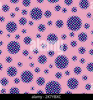 Abstract seamless pattern with textural multi-coloured different balls on pink.Illustration of overlapping textural dots pattern for background abstra Stock Photo