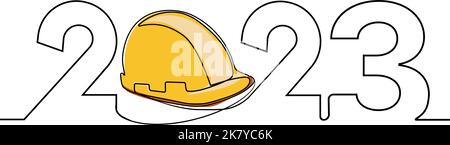 New 2023 Year is coming. Continuous one line drawing of new year sign on background happy new year merry christmas. Vector illustration  Stock Vector