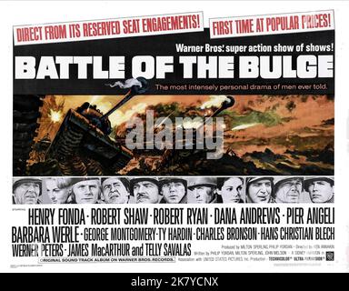 Henry Fonda, Barbara Werle, Robert Shaw, Robert Ryan, Pier Angeli, Telly Savalas & Charles Bronson Poster Film: Battle Of The Bulge (USA 1968)   Director: Ken Annakin 16 December 1965   **WARNING** This Photograph is for editorial use only and is the copyright of WARNER BROS. and/or the Photographer assigned by the Film or Production Company and can only be reproduced by publications in conjunction with the promotion of the above Film. A Mandatory Credit To WARNER BROS. is required. The Photographer should also be credited when known. No commercial use can be granted without written authority Stock Photo
