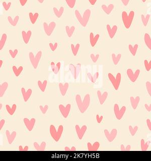 Heart marker drawn seamless vector pattern. Valentine's day handwritten background. Endless romantic print. Stock Vector