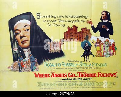 Folded Film Poster Film: Where Angels Go, Trouble Follows (1964)   Director: James Neison 10 April 1968   **WARNING** This Photograph is for editorial use only and is the copyright of COLUMBIA PICTURES and/or the Photographer assigned by the Film or Production Company and can only be reproduced by publications in conjunction with the promotion of the above Film. A Mandatory Credit To COLUMBIA PICTURES is required. The Photographer should also be credited when known. No commercial use can be granted without written authority from the Film Company. Stock Photo