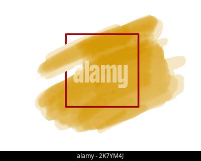 yellow digital watercolour painted background with red frame Stock Photo