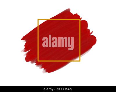 red digital watercolour painted background with golden frame Stock Photo