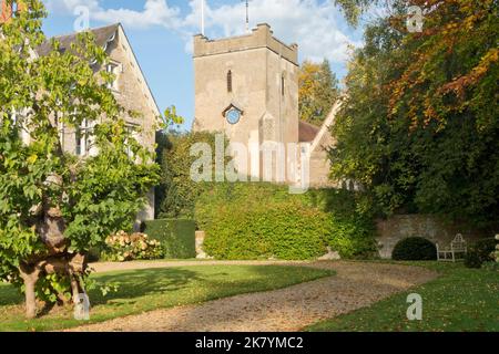 St Mary's church in autumn, Selborne, Hampshire, England Stock Photo