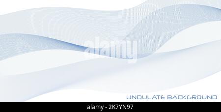 Abstract undulate bluish background with thin wavy lines. Subtle vector graphic pattern Stock Vector