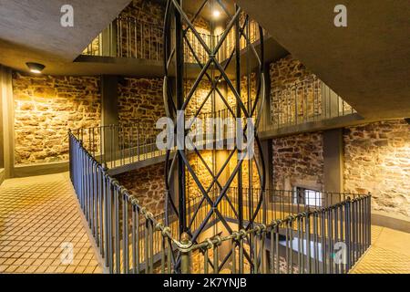 PRAGUE, CZECH REPUBLIC - DECEMBER 17, 2020: Elevator and a stairway in the Old Town Hall in Prague, Czech Republic Stock Photo