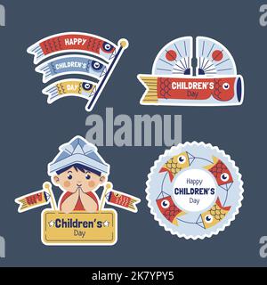flat childrens day labels collection vector design illustration Stock Vector