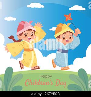 flat childrens day vector design illustration Stock Vector