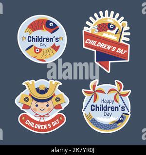 flat childrens day labels collection vector design illustration Stock Vector