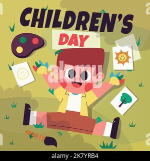 flat childrens day vector design illustration Stock Vector