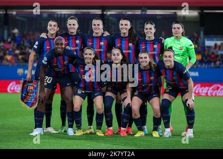 Barcelona, Spain. 19th Oct, 2022. players of FC Barcelona during the UEFA Women's Champions League match between FC Barcelona and SL Benfica at Johan Cruyff Stadium in Barcelona, Spain. Credit: DAX Images/Alamy Live News Stock Photo