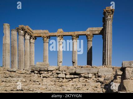 Ancient Roman ruins in Evora, Portugal. Stock Photo