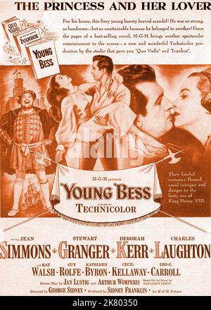 Jean Simmons & Stewart Granger Poster Film: Young Bess (1953) Characters: Young Bess (Queen Elizabeth I) &  Director: George Sidney 01 April 1953   **WARNING** This Photograph is for editorial use only and is the copyright of MGM and/or the Photographer assigned by the Film or Production Company and can only be reproduced by publications in conjunction with the promotion of the above Film. A Mandatory Credit To MGM is required. The Photographer should also be credited when known. No commercial use can be granted without written authority from the Film Company. Stock Photo